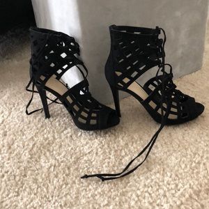 Black suede heels